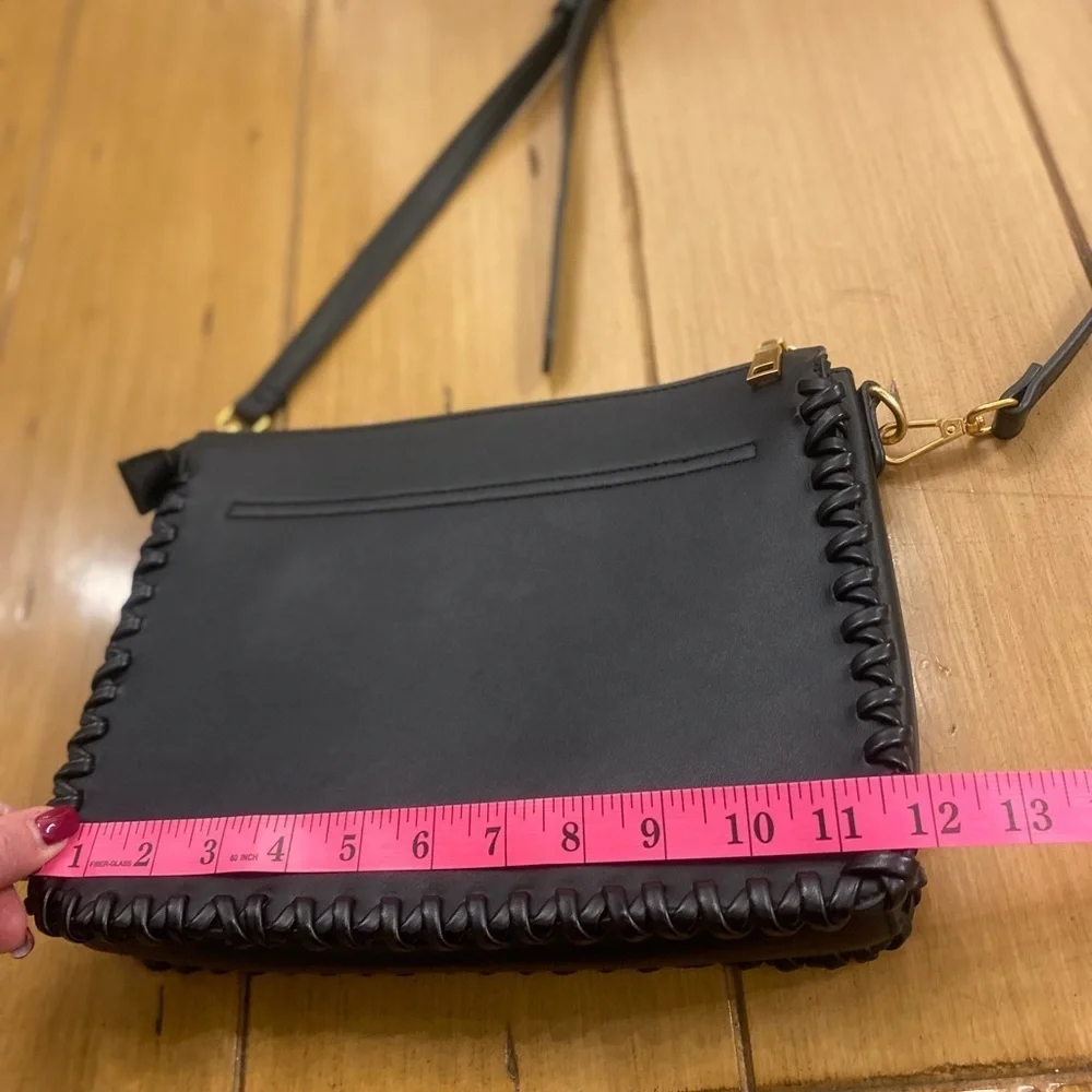 Melie Bianco Womens Black Olivia Crossbody Faux Leather Bag New without tags